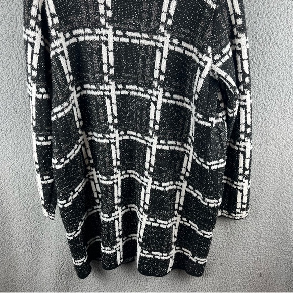 Nine West Women’s Large Clean Collar Coatigan Black White & Silver Sweater NWT - Picture 16 of 16